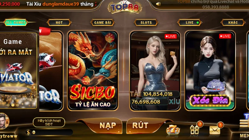 Live casino TOP88 mang đến giờ phút thư giãn chân thực nhất