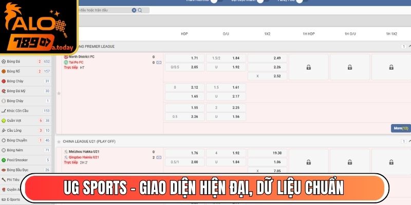 UG Sports - Giao diện hiện đại, dữ liệu chuẩn